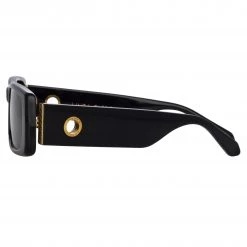 LINDA FARROW (U.K.) Dania Rectangular Sunglasses In Black Women's 8 LINDA FARROW (U.K.) Dania Rectangular Sunglasses In Black Women's