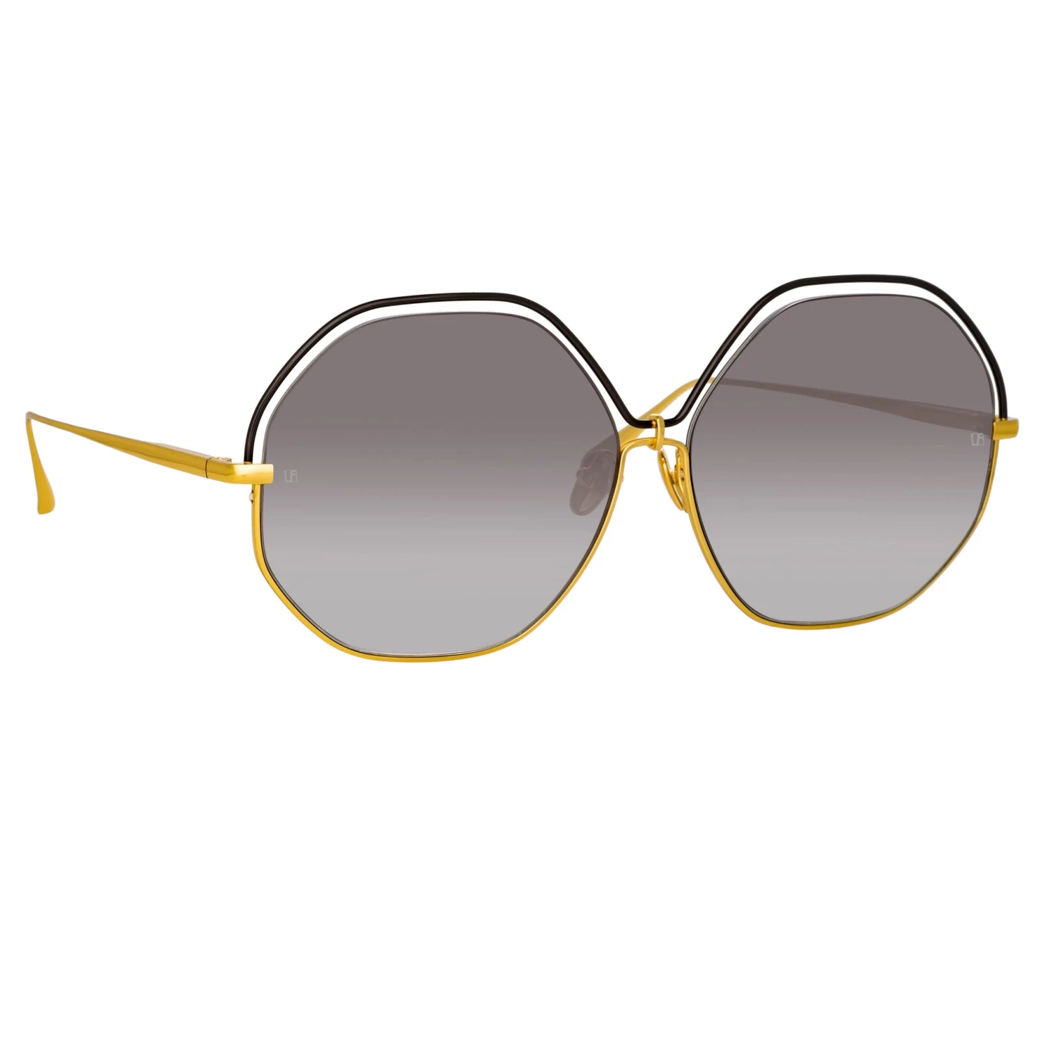 LINDA FARROW (U.K.) Lorena Oversized Sunglasses In Yellow Gold 2 LINDA FARROW (U.K.) Lorena Oversized Sunglasses In Yellow Gold
