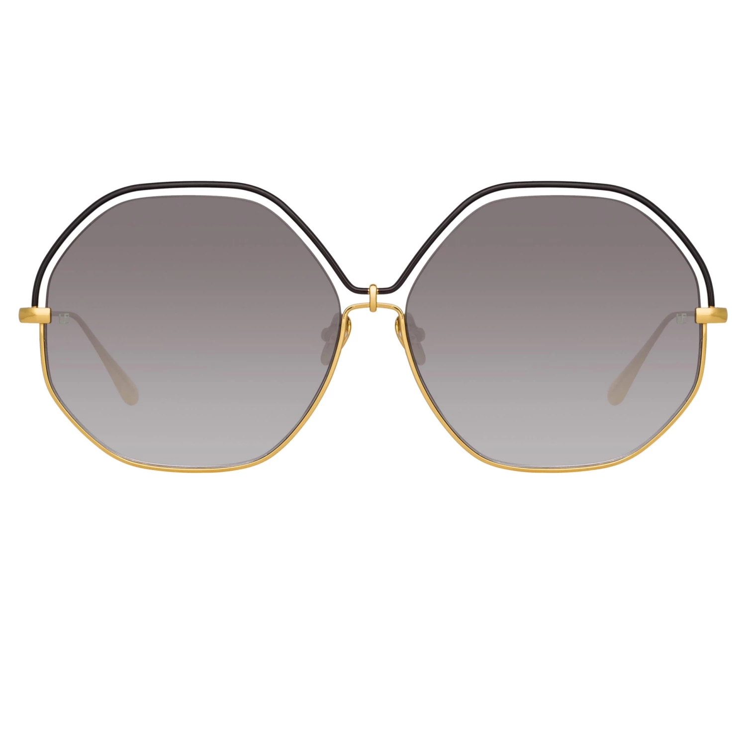 LINDA FARROW (U.K.) Lorena Oversized Sunglasses In Yellow Gold 1 LINDA FARROW (U.K.) Lorena Oversized Sunglasses In Yellow Gold