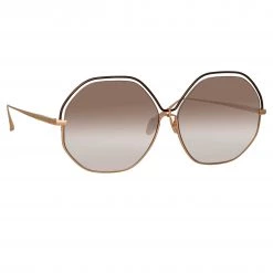 LINDA FARROW (U.K.) Lorena Oversized Sunglasses In Rose Gold Women's 7 LINDA FARROW (U.K.) Lorena Oversized Sunglasses In Rose Gold Women's
