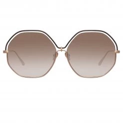 LINDA FARROW (U.K.) Lorena Oversized Sunglasses In Rose Gold Women's