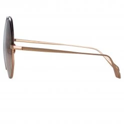 LINDA FARROW (U.K.) Lorena Oversized Sunglasses In Rose Gold Women's 8 LINDA FARROW (U.K.) Lorena Oversized Sunglasses In Rose Gold Women's
