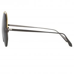 LINDA FARROW (U.K.) Lorena Oversized Sunglasses In Nickel