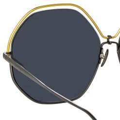 LINDA FARROW (U.K.) Lorena Oversized Sunglasses In Nickel