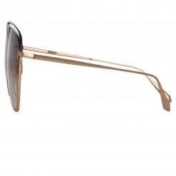 LINDA FARROW (U.K.) Alma Aviator Sunglasses In Rose Gold (Men's) Women's 9 LINDA FARROW (U.K.) Alma Aviator Sunglasses In Rose Gold (Men's) Women's