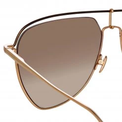 LINDA FARROW (U.K.) Alma Aviator Sunglasses In Rose Gold (Men's) Women's 8 LINDA FARROW (U.K.) Alma Aviator Sunglasses In Rose Gold (Men's) Women's
