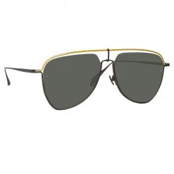 LINDA FARROW (U.K.) Alma Aviator Sunglasses In Nickel Women's 7 LINDA FARROW (U.K.) Alma Aviator Sunglasses In Nickel Women's