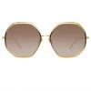 LINDA FARROW (U.K.) Camila Oversized Sunglasses In Yellow Gold Women's
