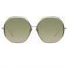 LINDA FARROW (U.K.) Camila Oversized Sunglasses In Light Gold