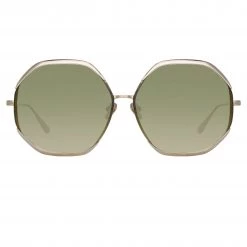 LINDA FARROW (U.K.) Camila Oversized Sunglasses In Light Gold