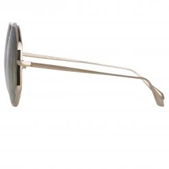 LINDA FARROW (U.K.) Camila Oversized Sunglasses In Light Gold 8 LINDA FARROW (U.K.) Camila Oversized Sunglasses In Light Gold