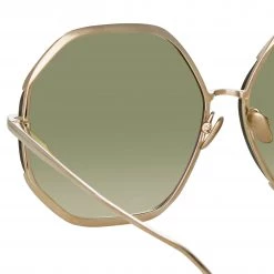 LINDA FARROW (U.K.) Camila Oversized Sunglasses In Light Gold 9 LINDA FARROW (U.K.) Camila Oversized Sunglasses In Light Gold