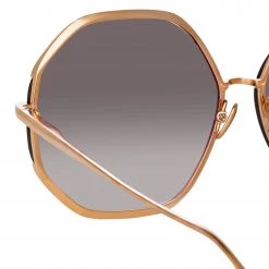 LINDA FARROW (U.K.) Women's Camila Oversized Sunglasses In Rose Gold 9 LINDA FARROW (U.K.) Women's Camila Oversized Sunglasses In Rose Gold