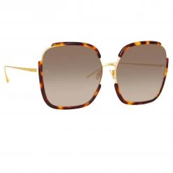 LINDA FARROW (U.K.) Natalia Oversized Sunglasses In Tortoiseshell Women's 7 LINDA FARROW (U.K.) Natalia Oversized Sunglasses In Tortoiseshell Women's
