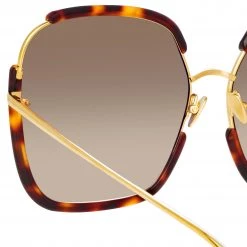 LINDA FARROW (U.K.) Natalia Oversized Sunglasses In Tortoiseshell Women's 9 LINDA FARROW (U.K.) Natalia Oversized Sunglasses In Tortoiseshell Women's