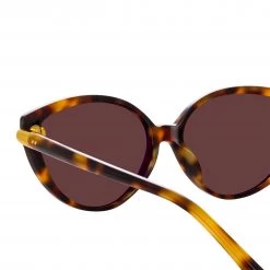 LINDA FARROW (U.K.) Palm Cat Eye Sunglasses In Tortoiseshell Women's 7 LINDA FARROW (U.K.) Palm Cat Eye Sunglasses In Tortoiseshell Women's