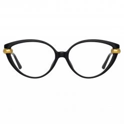 LINDA FARROW (U.K.) Palm Cat Eye Optical Frame In Black The LINDA FARROW Spring/Summer '22 Collection