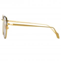 LINDA FARROW (U.K.) Axel Angular Optical Frame In Yellow Gold And Black (Men's) Women's 8 LINDA FARROW (U.K.) Axel Angular Optical Frame In Yellow Gold And Black (Men's) Women's