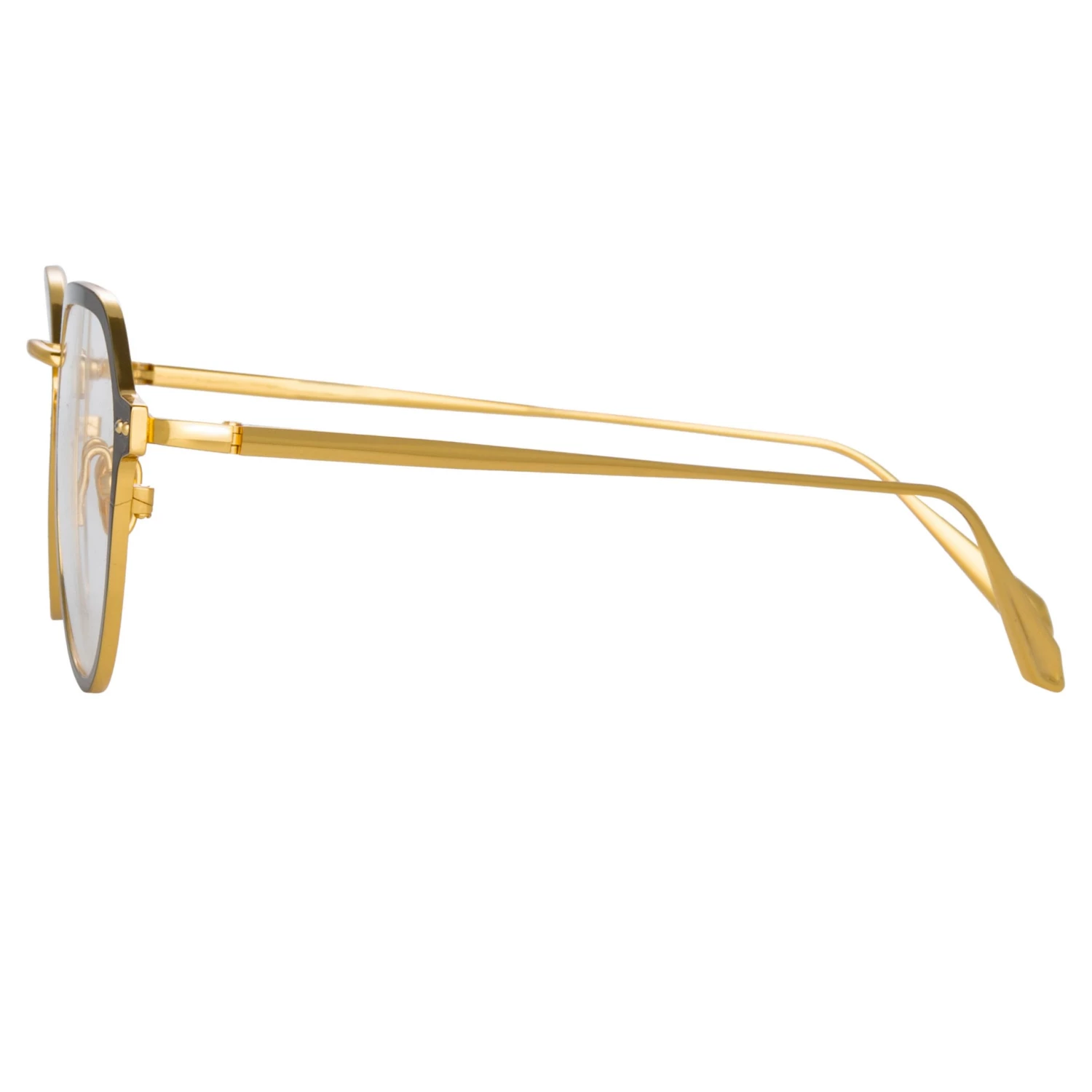 LINDA FARROW (U.K.) Axel Angular Optical Frame In Yellow Gold And Black (Men's) Women's 4 LINDA FARROW (U.K.) Axel Angular Optical Frame In Yellow Gold And Black (Men's) Women's