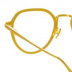 LINDA FARROW (U.K.) Women's Axel Angular Optical Frame In Yellow Gold And Black