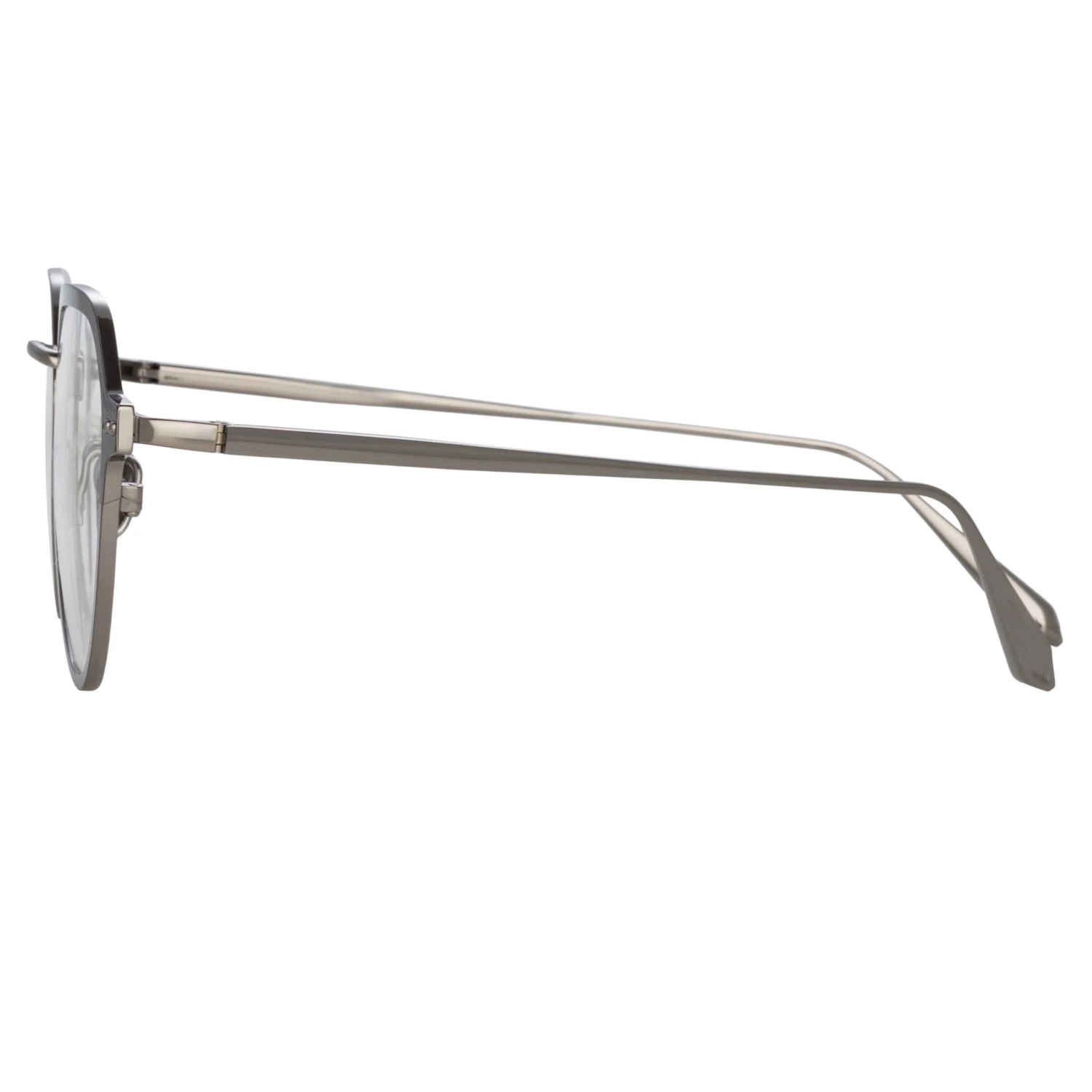 LINDA FARROW (U.K.) Axel Angular Optical Frame In White Gold And Black 3 LINDA FARROW (U.K.) Axel Angular Optical Frame In White Gold And Black