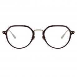 LINDA FARROW (U.K.) Axel Angular Optical Frame In Light Gold And Brown Women's