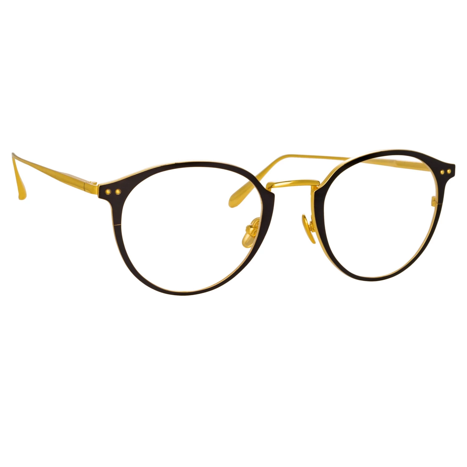 LINDA FARROW (U.K.) Johan Oval Optical Frame In Yellow Gold And Black 3 LINDA FARROW (U.K.) Johan Oval Optical Frame In Yellow Gold And Black
