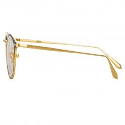 LINDA FARROW (U.K.) Johan Oval Optical Frame In Yellow Gold And Black 8 LINDA FARROW (U.K.) Johan Oval Optical Frame In Yellow Gold And Black
