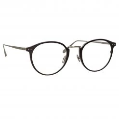 LINDA FARROW (U.K.) Johan Oval Optical Frame In White Gold And Black 7 LINDA FARROW (U.K.) Johan Oval Optical Frame In White Gold And Black