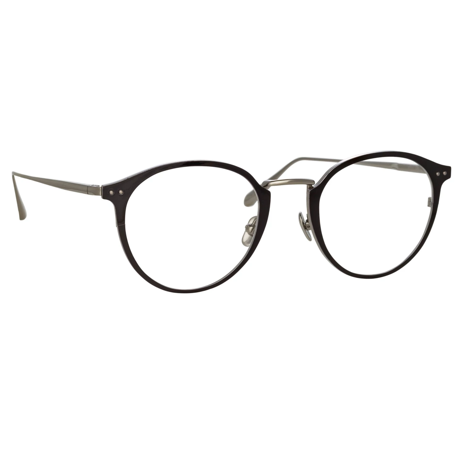 LINDA FARROW (U.K.) Johan Oval Optical Frame In White Gold And Black 3 LINDA FARROW (U.K.) Johan Oval Optical Frame In White Gold And Black