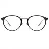 LINDA FARROW (U.K.) Johan Oval Optical Frame In White Gold And Black