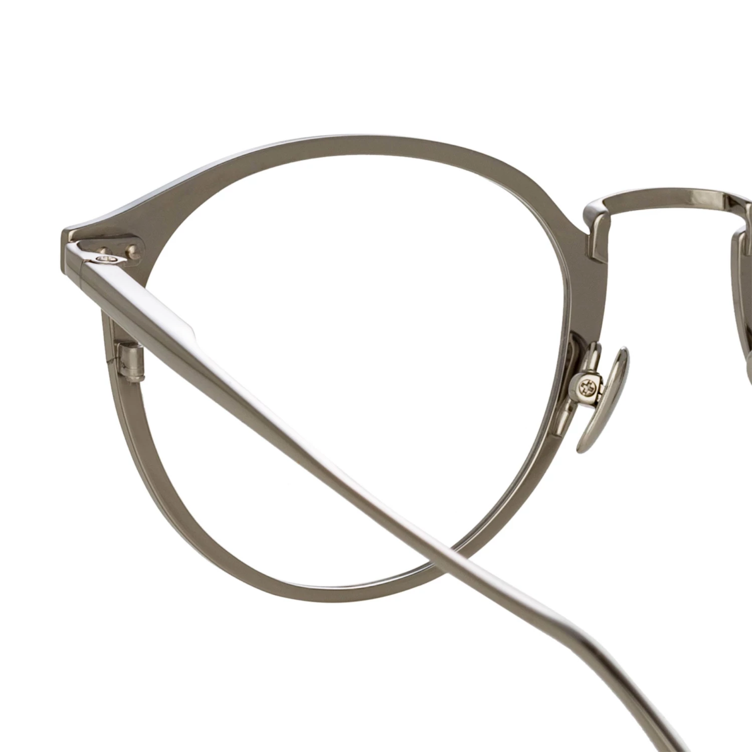 LINDA FARROW (U.K.) Johan Oval Optical Frame In White Gold And Black 5 LINDA FARROW (U.K.) Johan Oval Optical Frame In White Gold And Black