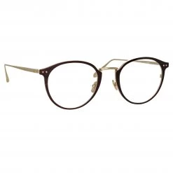LINDA FARROW (U.K.) Women's Johan Oval Optical Frame In Light Gold And Brown