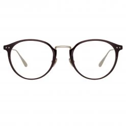 LINDA FARROW (U.K.) Women's Johan Oval Optical Frame In Light Gold And Brown