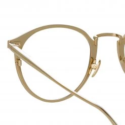 LINDA FARROW (U.K.) Women's Johan Oval Optical Frame In Light Gold And Brown