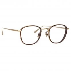 LINDA FARROW (U.K.) The LINDA FARROW Spring/Summer '22 Collection Maco Squared Optical Frame In Light Gold