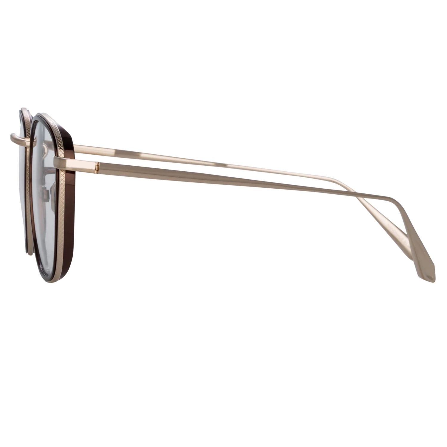 LINDA FARROW (U.K.) The LINDA FARROW Spring/Summer '22 Collection Maco Squared Optical Frame In Light Gold 3 LINDA FARROW (U.K.) The LINDA FARROW Spring/Summer '22 Collection Maco Squared Optical Frame In Light Gold