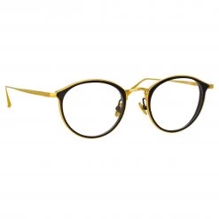 LINDA FARROW (U.K.) Luis Oval Optical Frame In Yellow Gold And Black Women's 7 LINDA FARROW (U.K.) Luis Oval Optical Frame In Yellow Gold And Black Women's