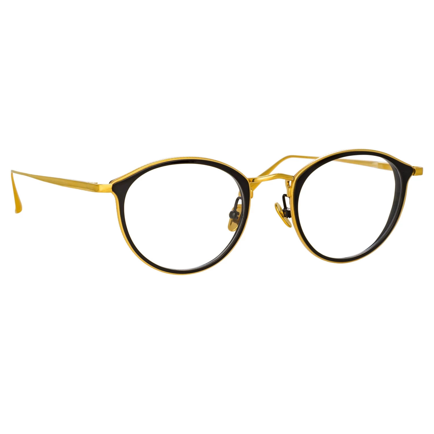 LINDA FARROW (U.K.) Luis Oval Optical Frame In Yellow Gold And Black Women's 3 LINDA FARROW (U.K.) Luis Oval Optical Frame In Yellow Gold And Black Women's