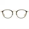 LINDA FARROW (U.K.) Luis Oval Optical Frame In Yellow Gold And Black Women's