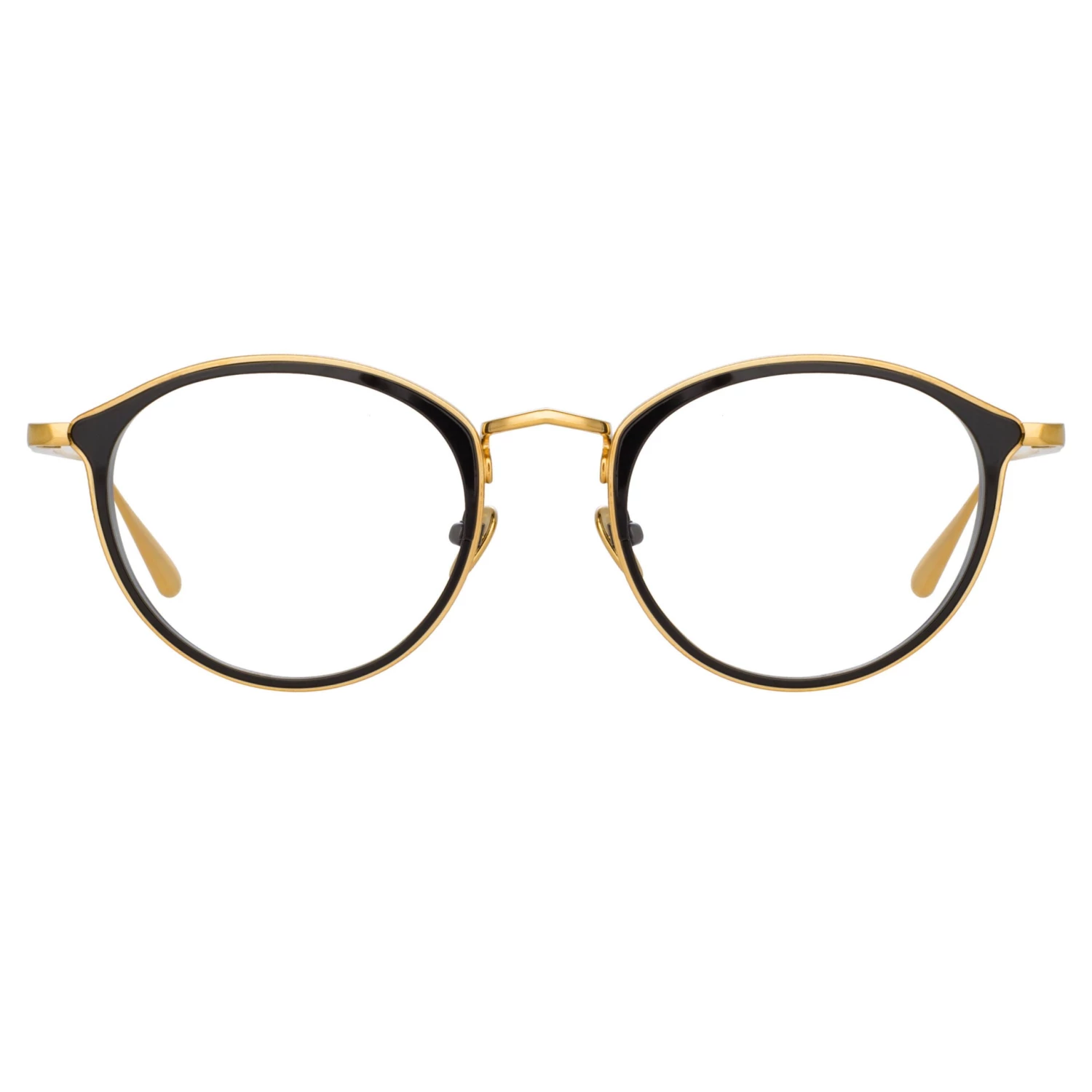 LINDA FARROW (U.K.) Luis Oval Optical Frame In Yellow Gold And Black Women's 1 LINDA FARROW (U.K.) Luis Oval Optical Frame In Yellow Gold And Black Women's