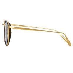 LINDA FARROW (U.K.) Luis Oval Optical Frame In Yellow Gold And Black Women's 8 LINDA FARROW (U.K.) Luis Oval Optical Frame In Yellow Gold And Black Women's