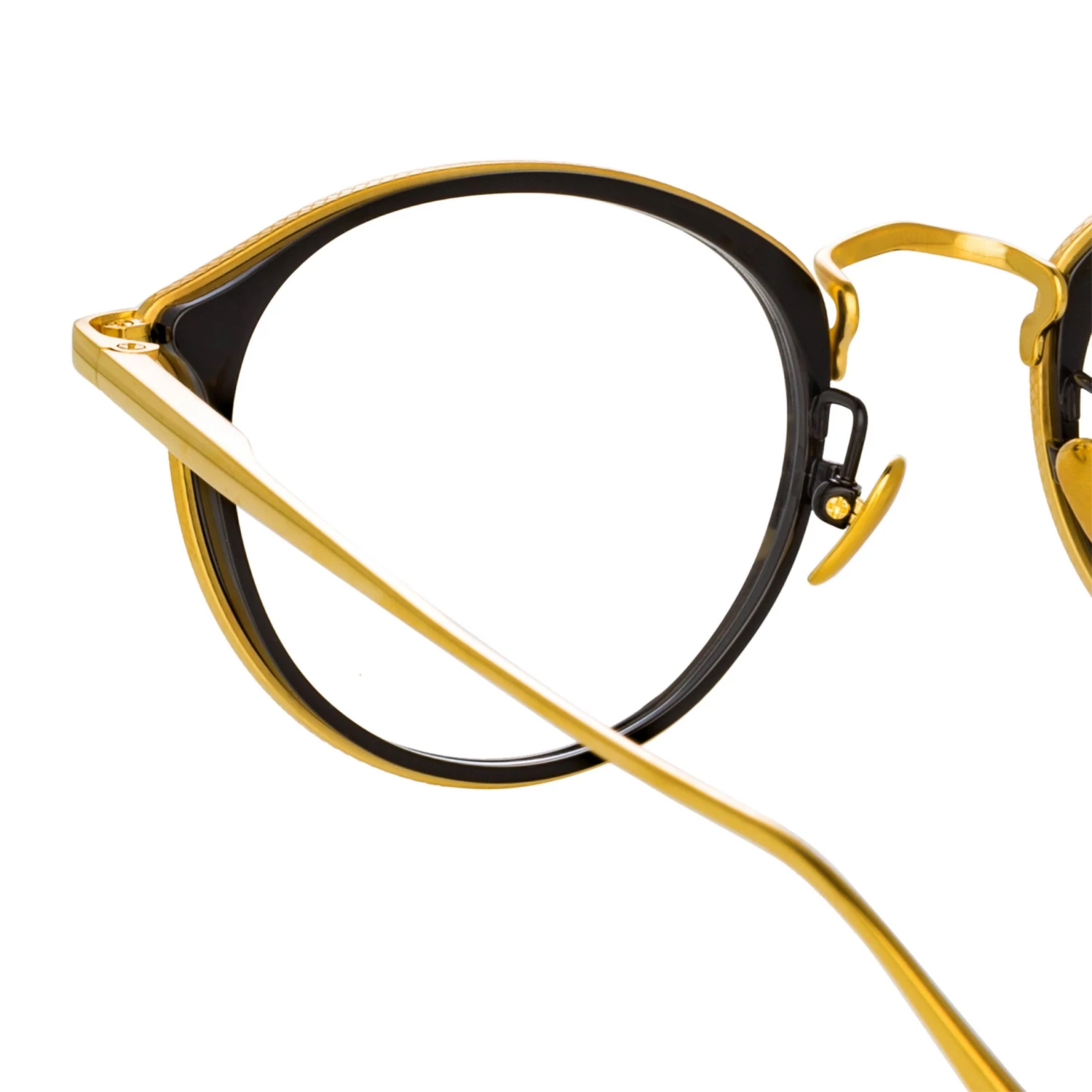 LINDA FARROW (U.K.) Luis Oval Optical Frame In Yellow Gold And Black Women's 5 LINDA FARROW (U.K.) Luis Oval Optical Frame In Yellow Gold And Black Women's