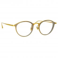 LINDA FARROW (U.K.) Women's Luis Oval Optical Frame In Yellow Gold And White Gold
