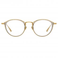 LINDA FARROW (U.K.) Women's Luis Oval Optical Frame In Yellow Gold And White Gold (Men's)