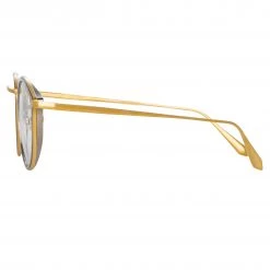 LINDA FARROW (U.K.) Women's Luis Oval Optical Frame In Yellow Gold And White Gold (Men's)