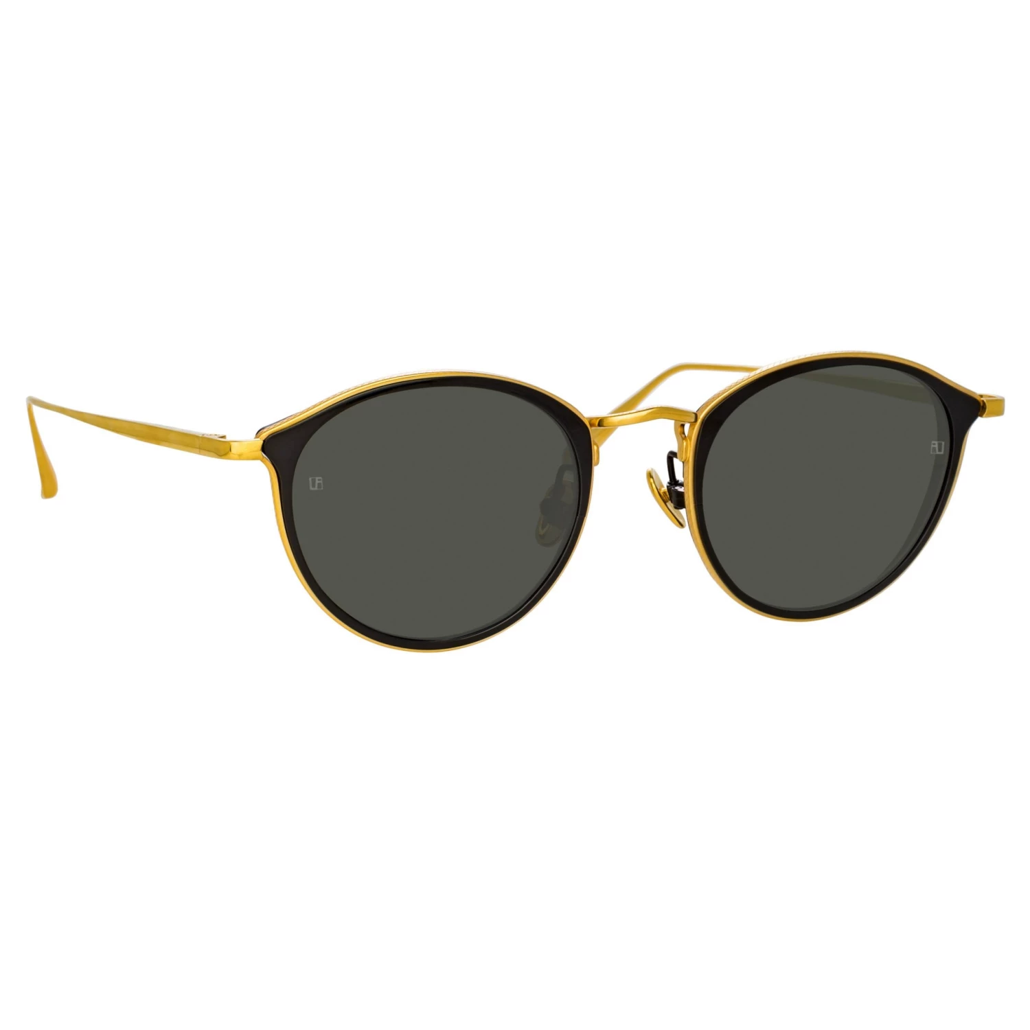 LINDA FARROW (U.K.) Luis Oval Sunglasses In Yellow Gold And Black 2 LINDA FARROW (U.K.) Luis Oval Sunglasses In Yellow Gold And Black