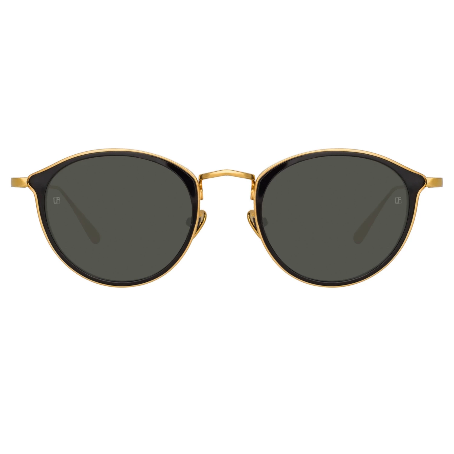 LINDA FARROW (U.K.) Luis Oval Sunglasses In Yellow Gold And Black 1 LINDA FARROW (U.K.) Luis Oval Sunglasses In Yellow Gold And Black