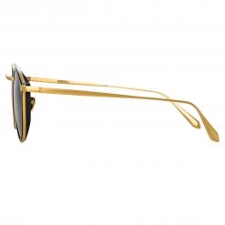 LINDA FARROW (U.K.) Luis Oval Sunglasses In Yellow Gold And Black 6 LINDA FARROW (U.K.) Luis Oval Sunglasses In Yellow Gold And Black