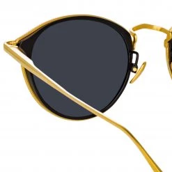 LINDA FARROW (U.K.) Luis Oval Sunglasses In Yellow Gold And Black 7 LINDA FARROW (U.K.) Luis Oval Sunglasses In Yellow Gold And Black
